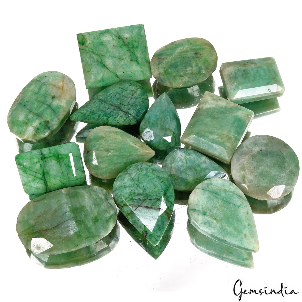1130 Cts/14 Pcs Natural Green Emerald Mix Cut Loose Wholesale 25mm-44mm Gems Lot