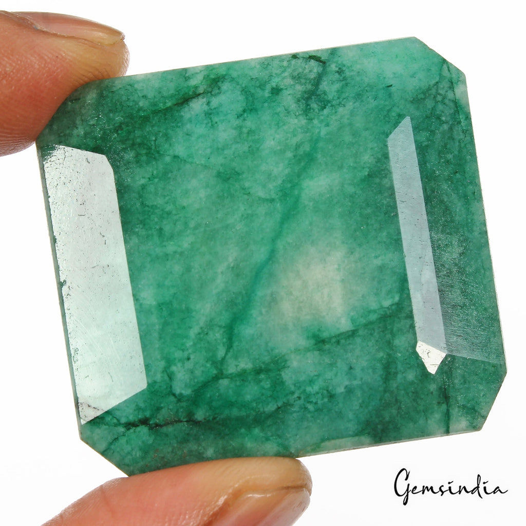 Certified 230 Cts Natural Brazilian Green Emerald Octagon Cut Gem For Pendant