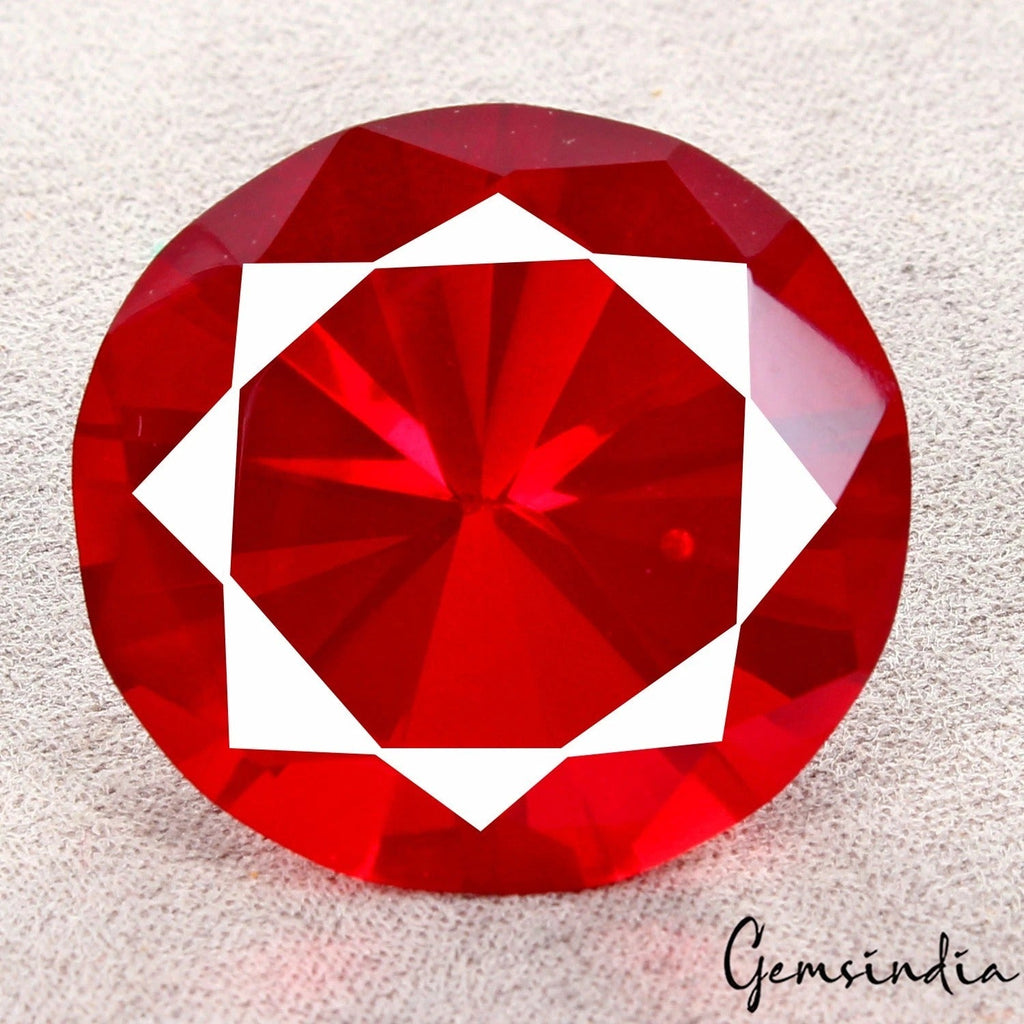 Lab Created 79 Cts Hydro Blood Red Tourmaline Round Diamond Faceted Cut Huge Gem