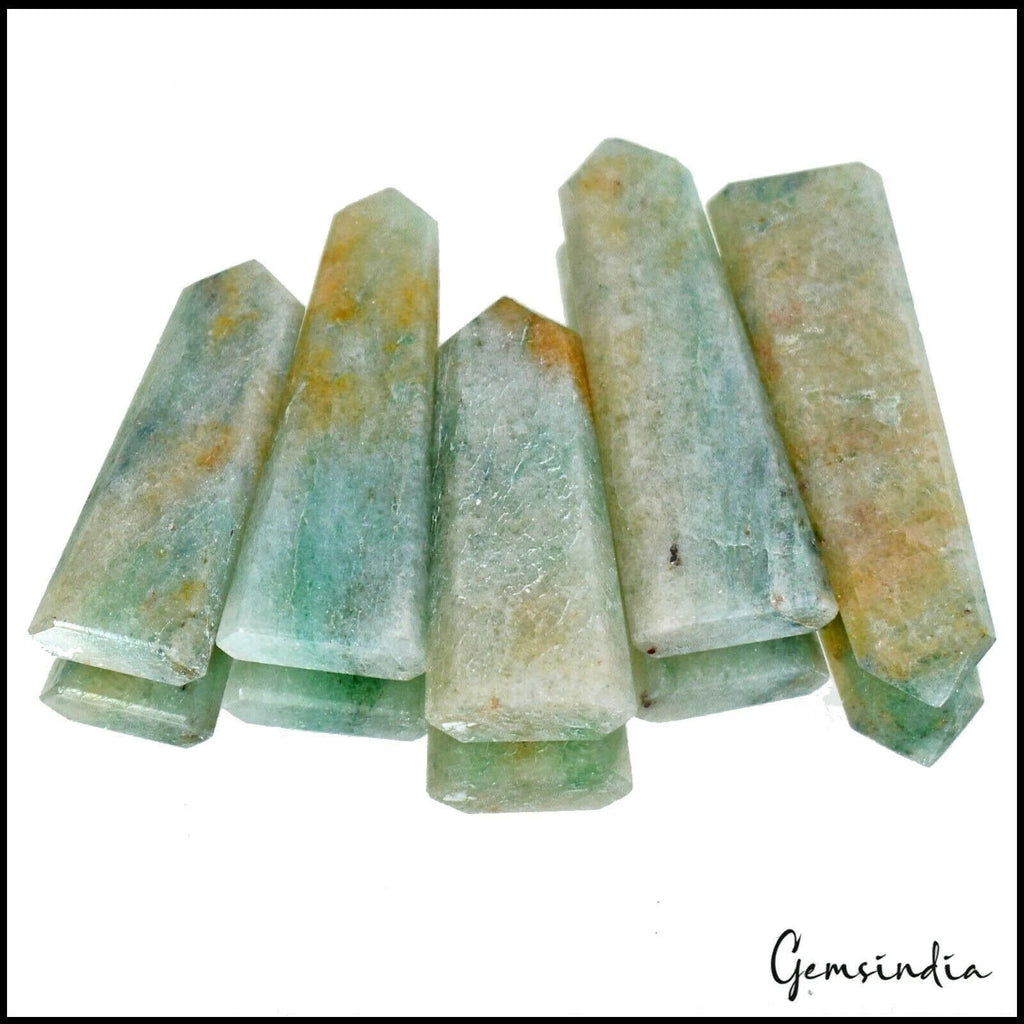 216.10 Ct Natural Green Aventurine Obelisk Healing Crystal Pencil Tower Point