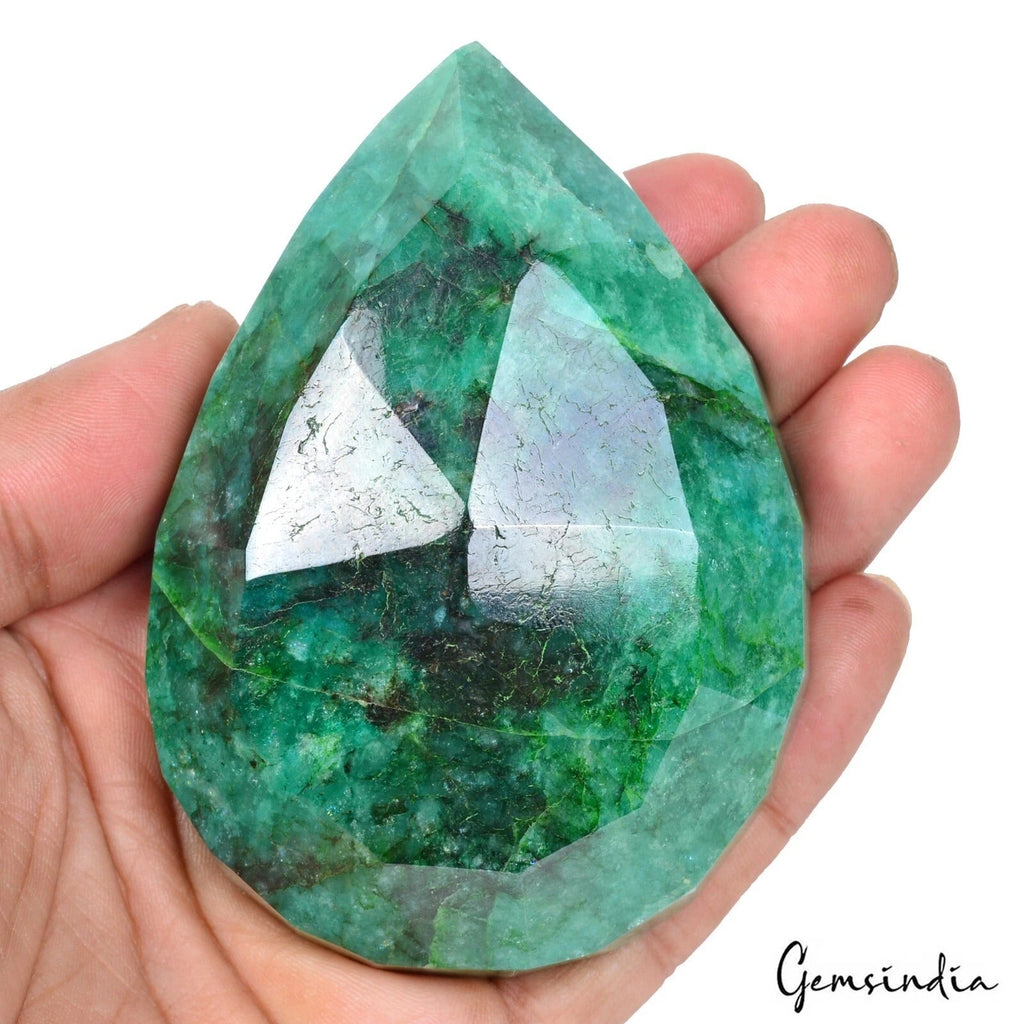 1560 Cts Natural Brazilian Green Emerald Pear Faceted Earth Mined Loose Huge Gem