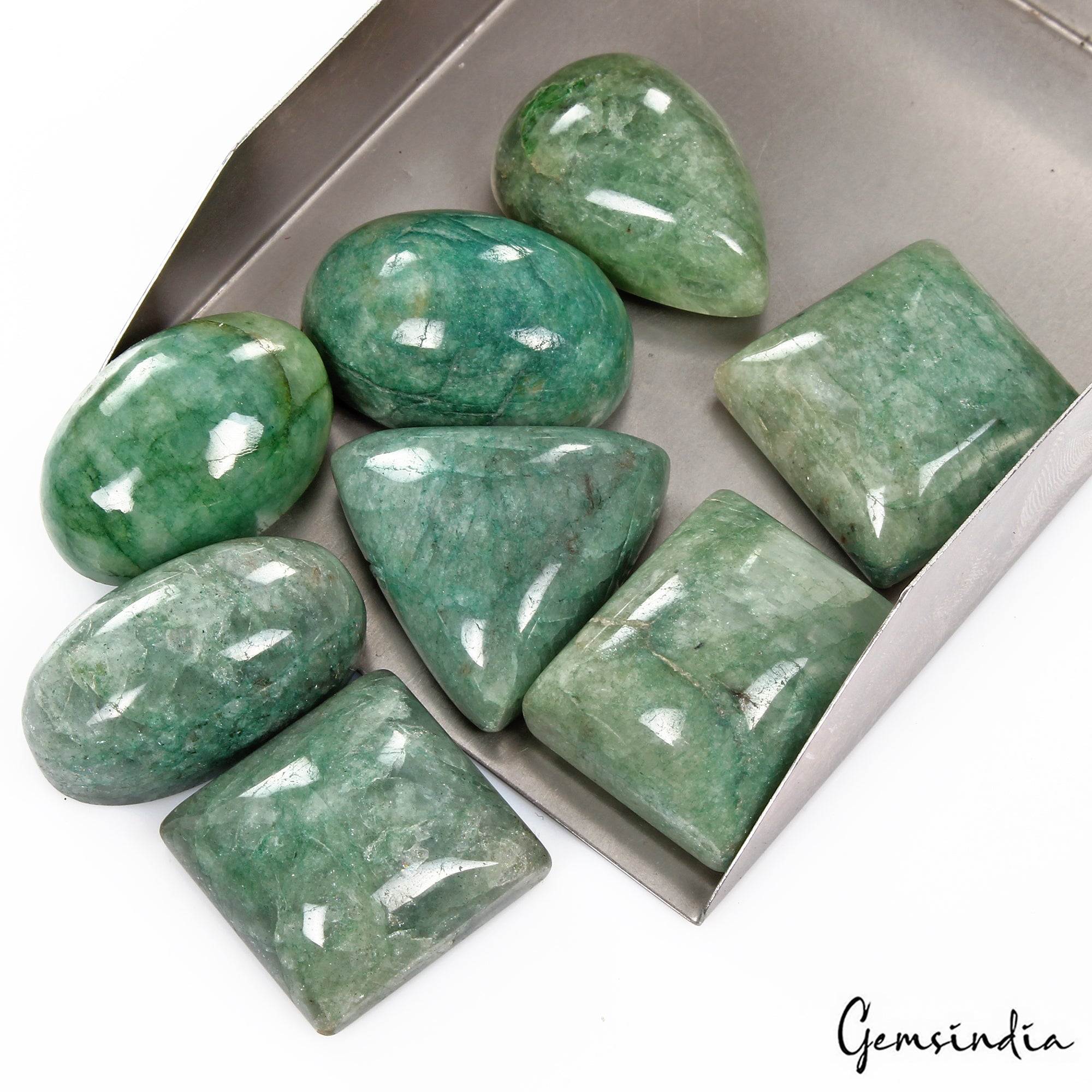 1000 Cts/8 Pcs Natural Brazilian Green Emerald Mix Cab Loose Gems Wholesale Lot