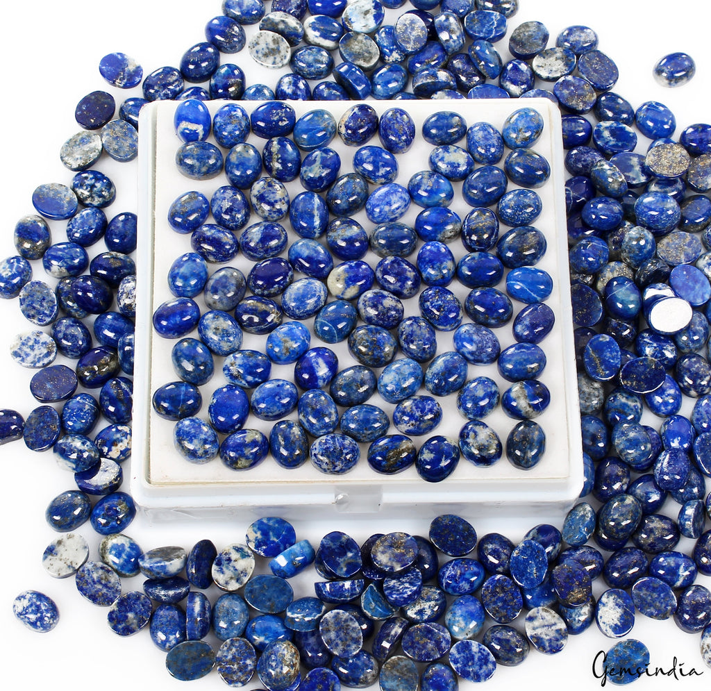 300 Pcs 10mmx8mm Lapis Lazuli Gemstone Oval Cabochon Loose Wholesale Lot~1030 Ct