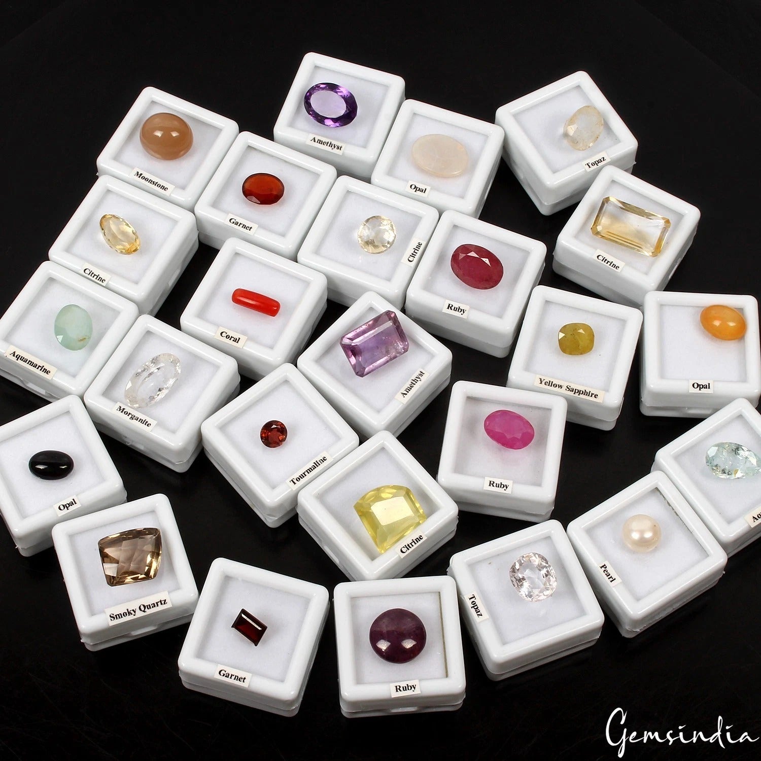 25Pcs Estate Genuine Multi Gems Loose Multi Color Huge Stone Collection w/ Boxes