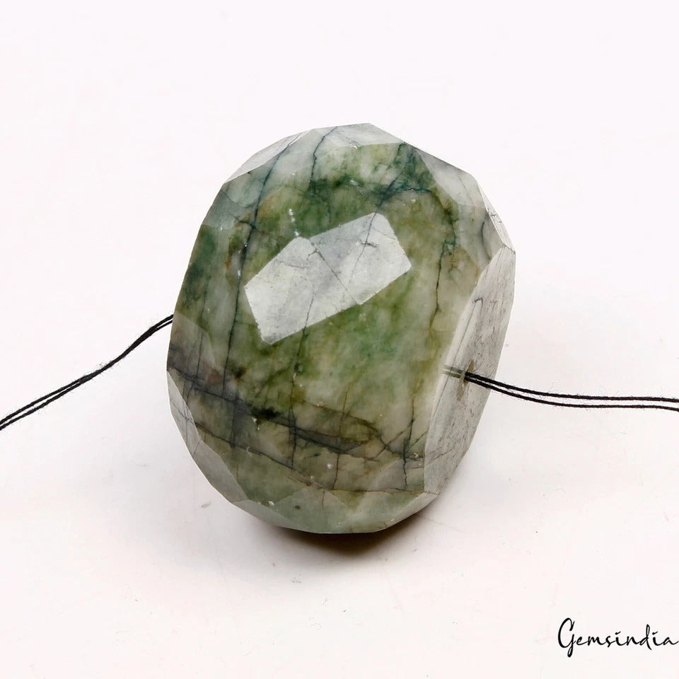 Emerald Beaded Strand, Color Enhanced, Green — 32x22mm, 197.00 Ct, Brazil