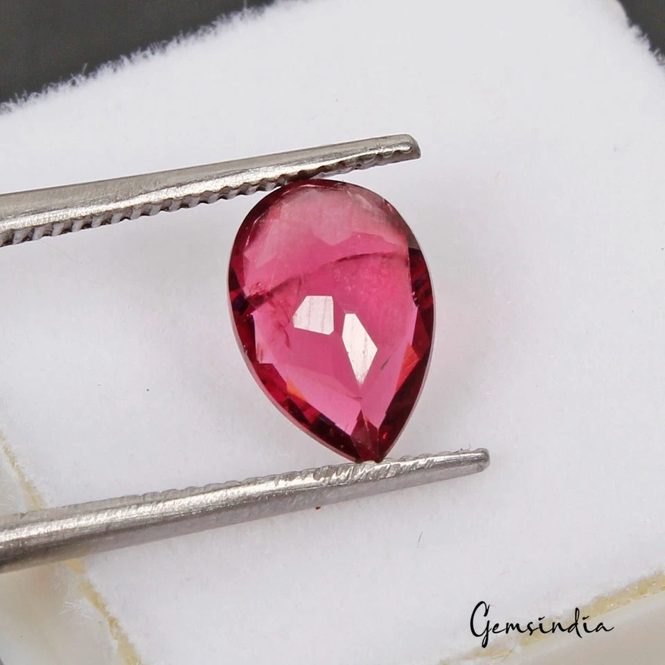 Certified Natural Pink Rubellite Tourmaline Pear Cut Loose AAA Gemstone~1.5 Ct