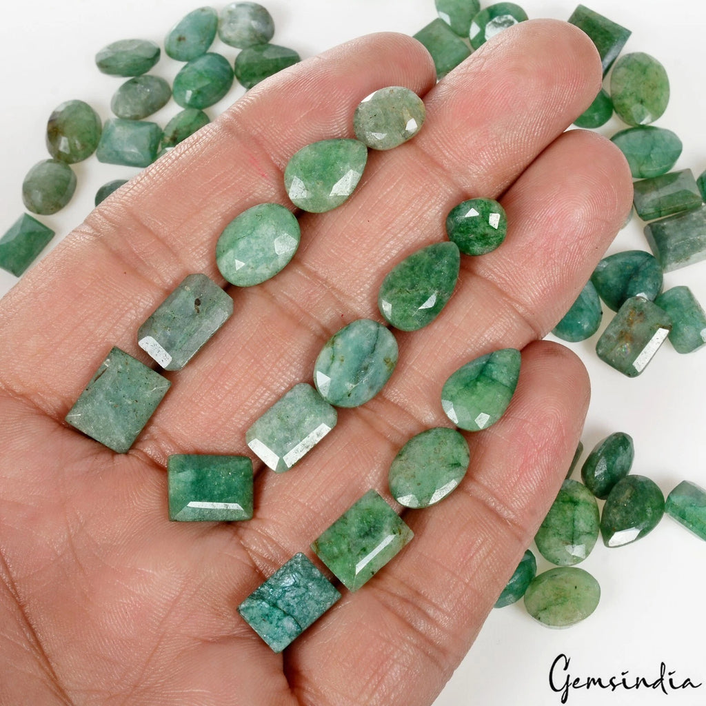 Emerald Lot, Loose Gemstone, Color Enhanced, Green — 102 Pieces, 8mm to 13mm, 300 Ct, Brazil