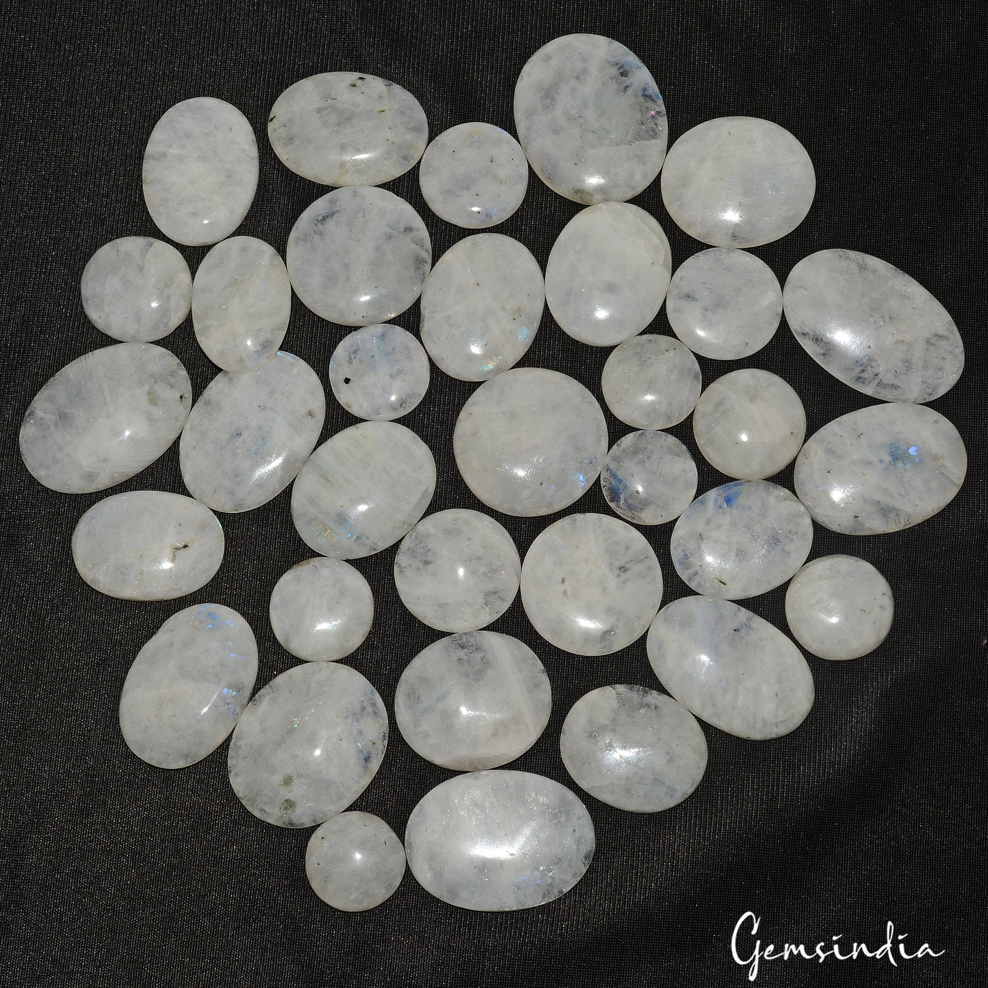 1180 Ct Natural Untreated White Moonstone Mix Cabochon Loose Gemstone Lot 34 Pcs