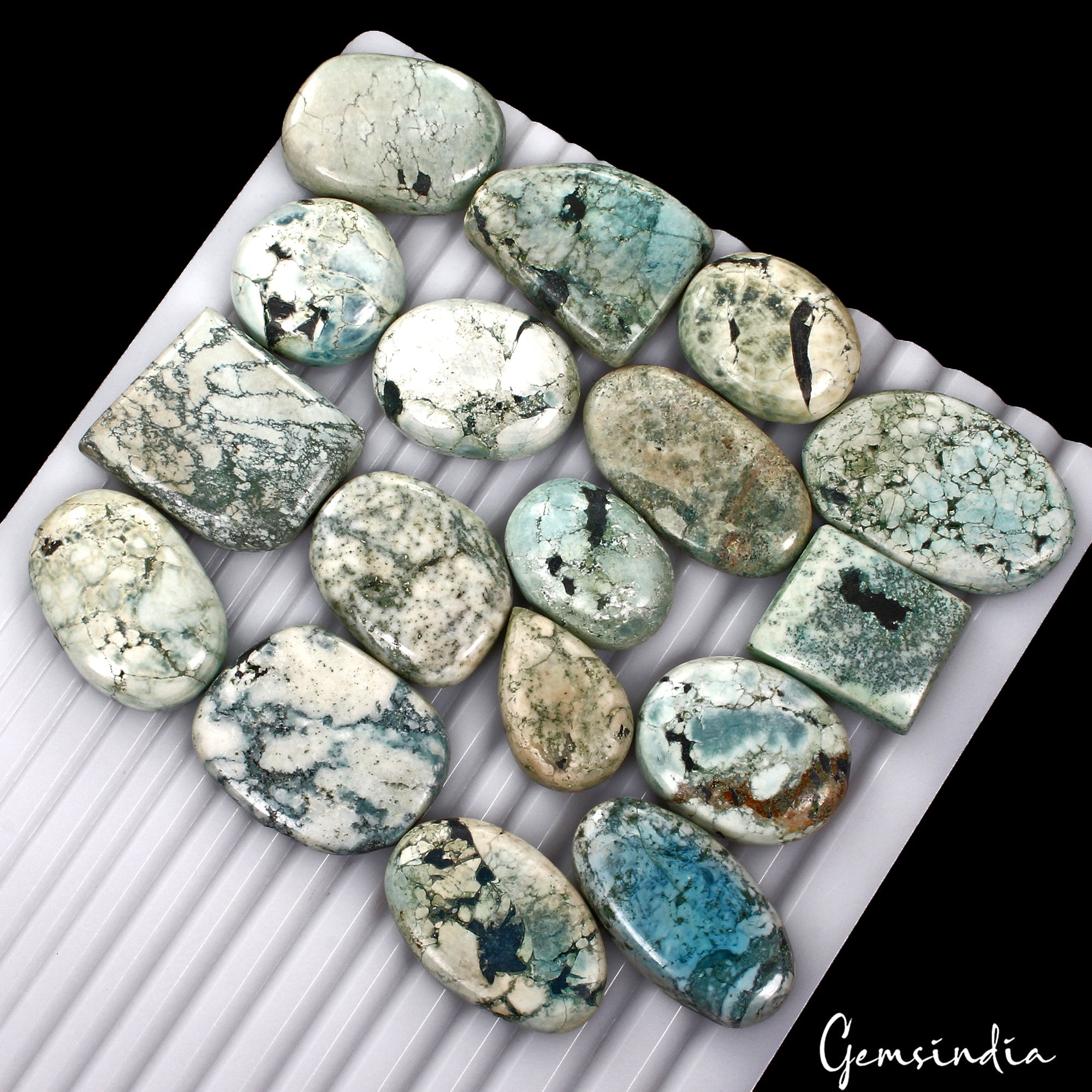 720 Cts/17 Pcs Natural Blue Turquoise Mix Cab 24mm-28mm Loose Wholesale Gems Lot