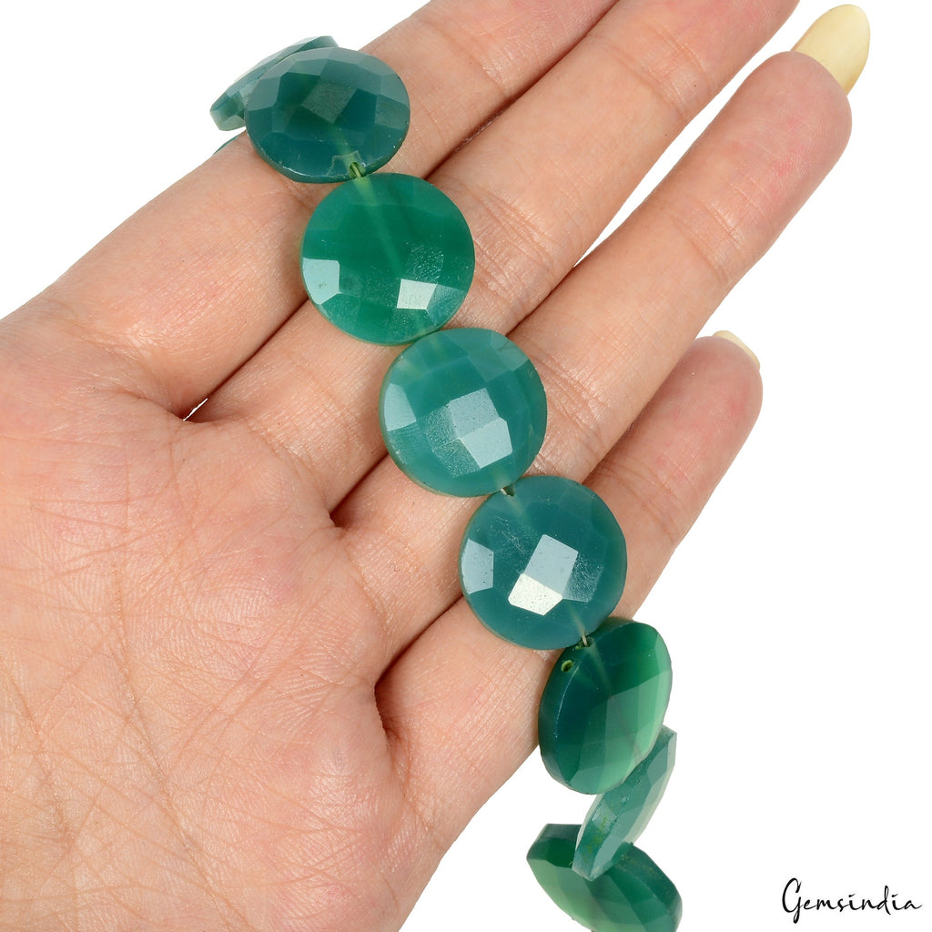 143.70 Cts/12 Pcs Natural Untreated Green Onyx Round Cut Drilled Bead Strand 8"