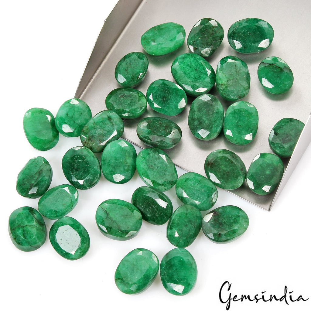 450 Ct Natural Top Green Emerald Oval Cut Loose Ring Size Gemstones Lot ~32 Pcs