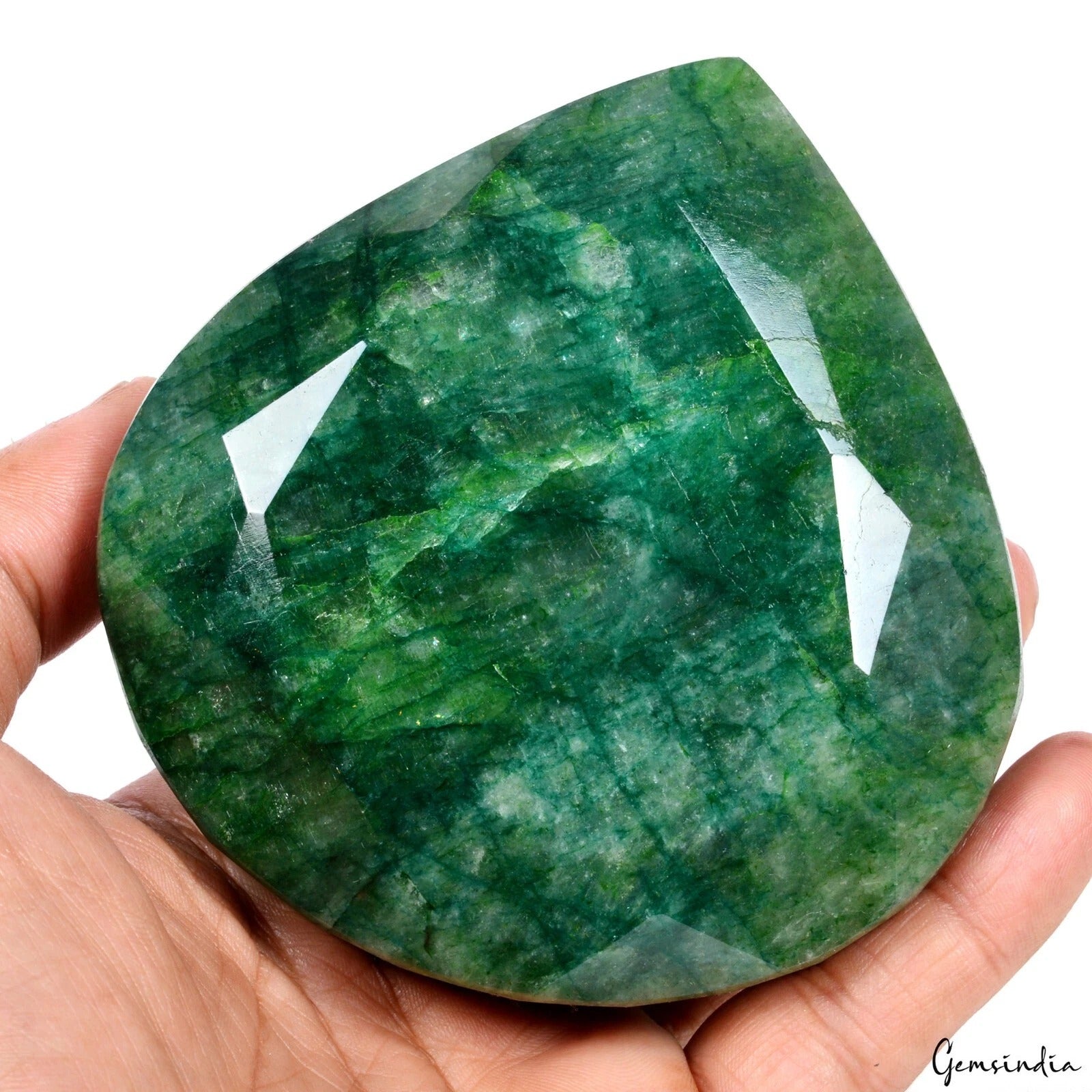 Brazilian Emerald Loose Gemstone, Pear Faceted, Color Enhanced — 100x96x47mm, 3360 Ct, Brazil