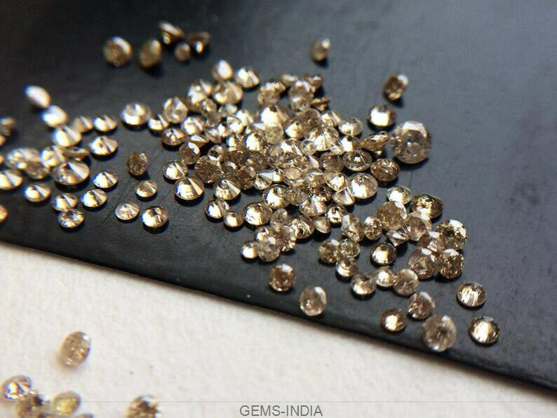 10 Pc Champagne Brilliant Cut Faceted Round Natural Diamonds Solitaire 1.2-1.7mm