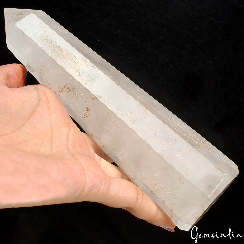 560 Gram Natural clear quartz obelisk crystal tower wand point healing Homedecor