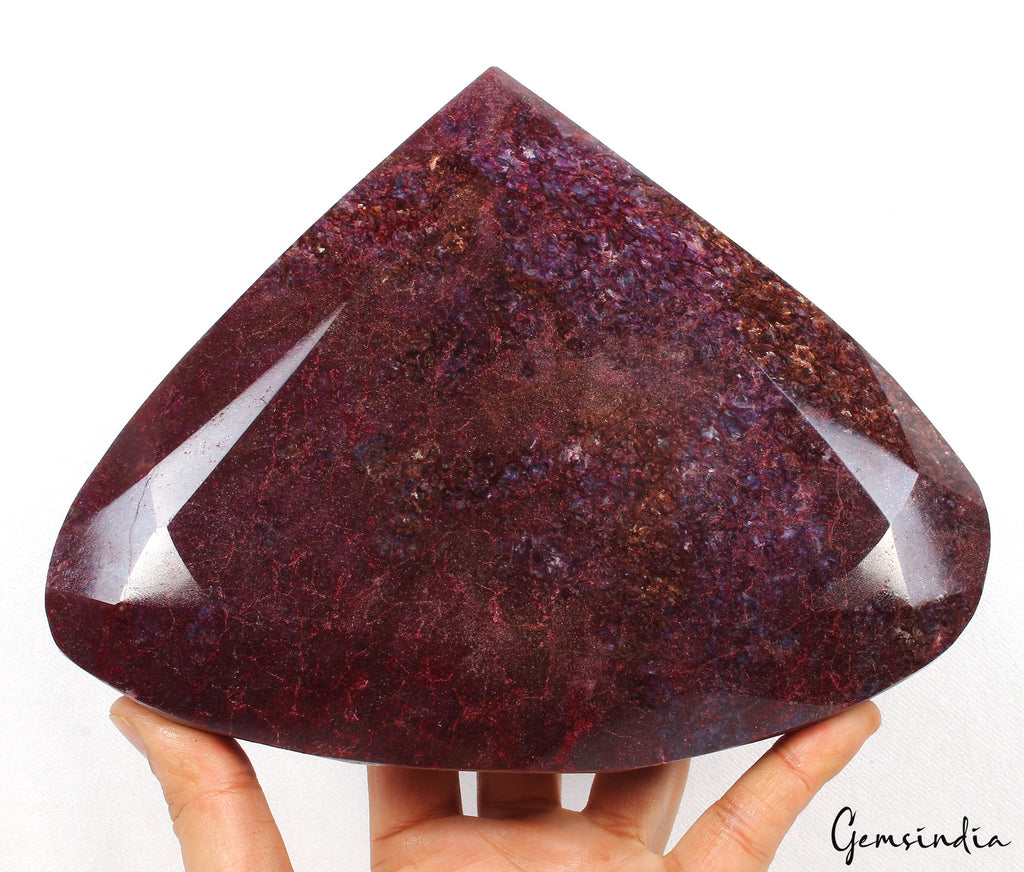 RARE 3 Kilo Natural HUGE Red Ruby Museum Grade Pear Cut Loose Gemstone w/ stand