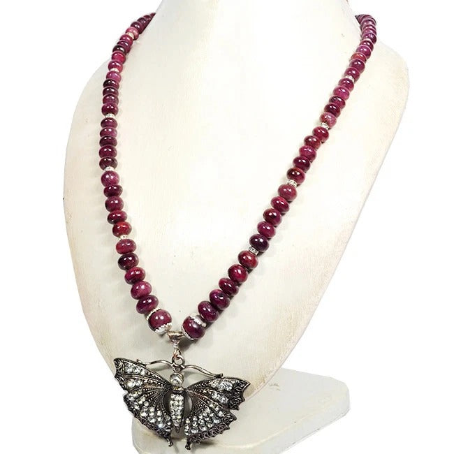 Ruby Necklace, Color Enhanced, RED — 24", 715 Ct, Africa