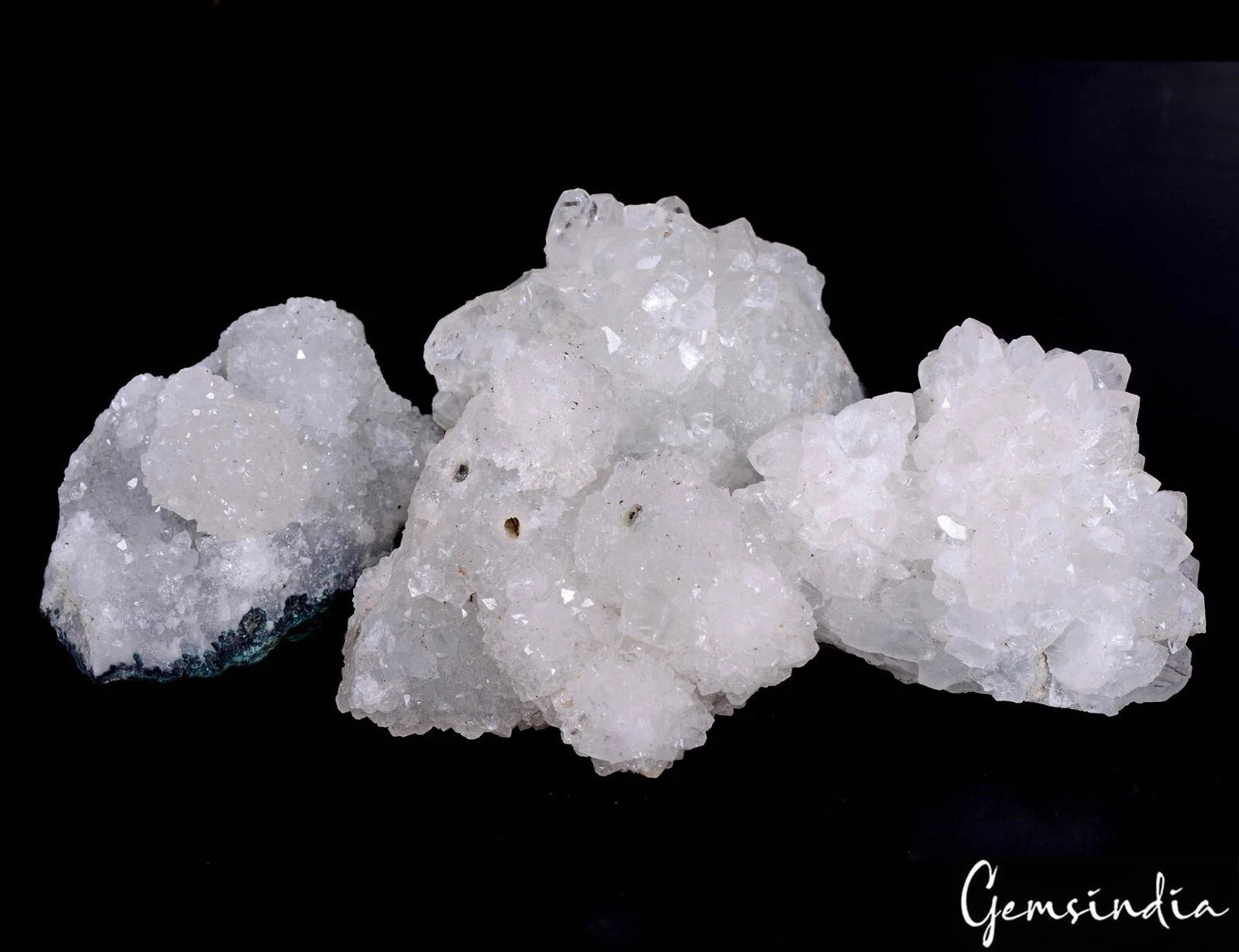 1240 Cts/4 Pcs Natural White Apophyllite Druzy Healing Crystal Mineral Raw Gems