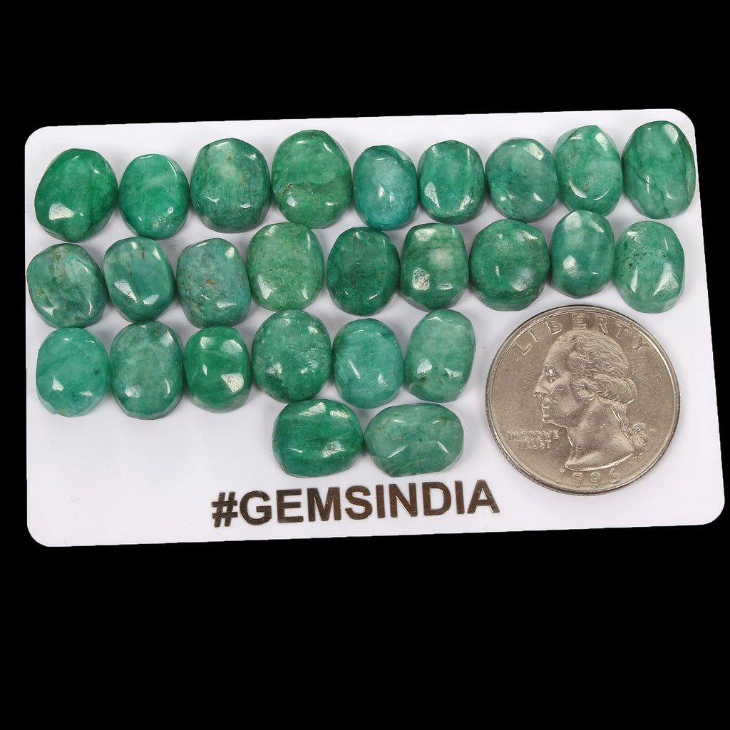 Certified 126.90 Cts/26 Pcs Natural Brazilian Green Emerald Oval Cab Loose Gems