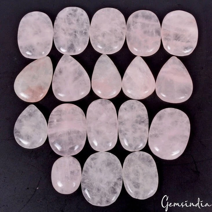18 Pcs Natural Pink Rose Quartz Mix Cabochon Loose Untreated Gemstones~ 1000 Ct