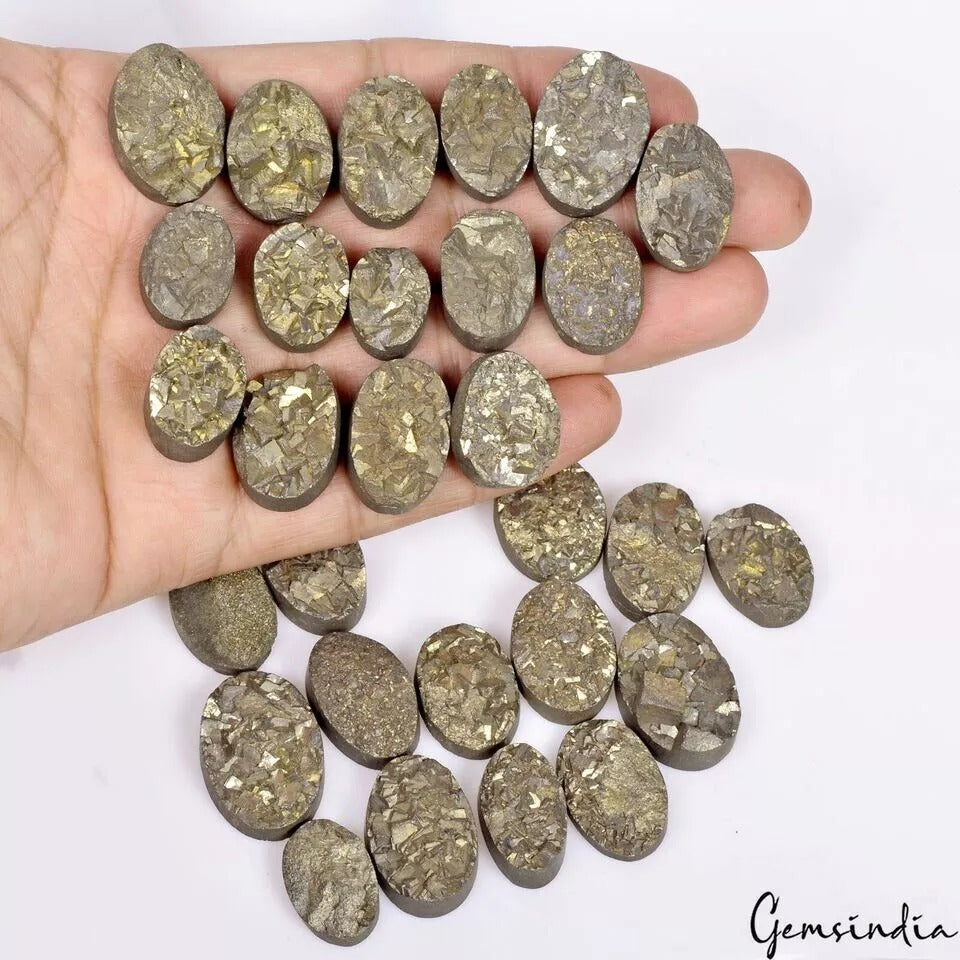 Pyrite Lot, Loose Gemstone, Untreated, Gold — 29 Pieces, 17mm to 26mm, 1000 Ct
