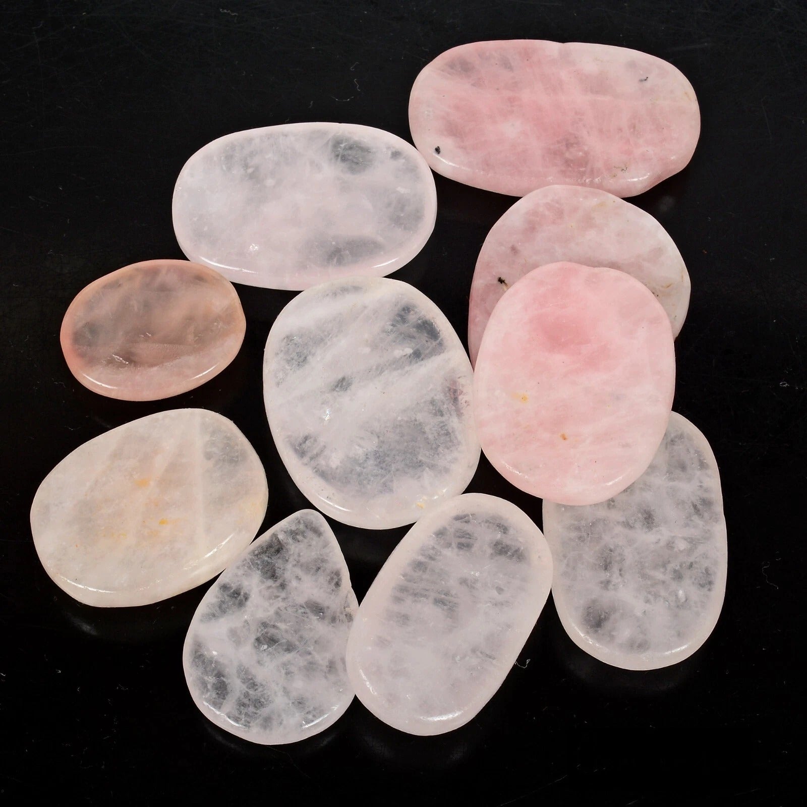 840 Cts/10 Pcs Natural Untreated Pink Rose Quartz Mix Cab Loose Gems For Jewelry