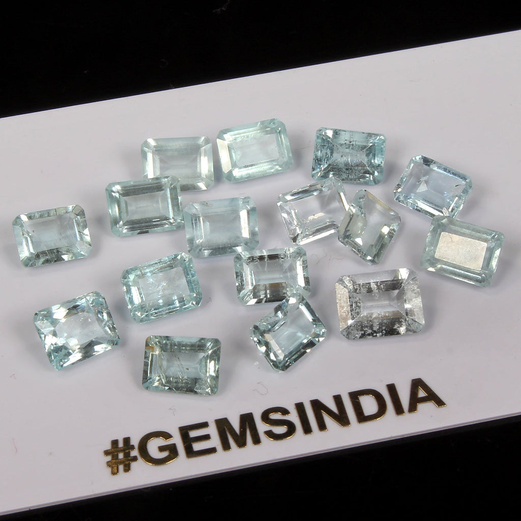 8x6mm Natural Aquamarine Octagon Cut Lot 16 Pcs 22.00 Cts Loose Certified Gems