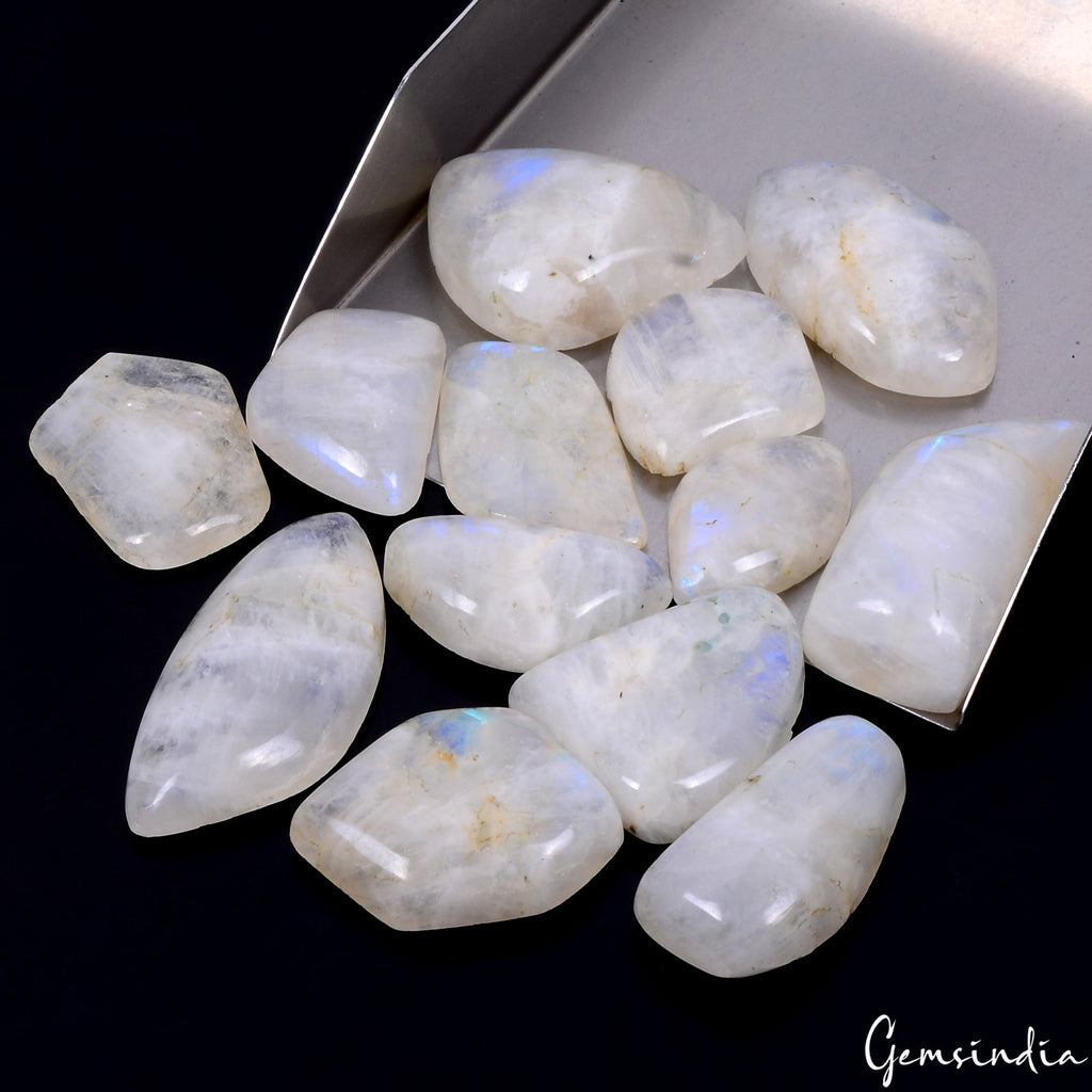 100% Natural Blue Shine MOONSTONE Fancy Cabochon 650 Ct Loose Gemstones 13 PCs