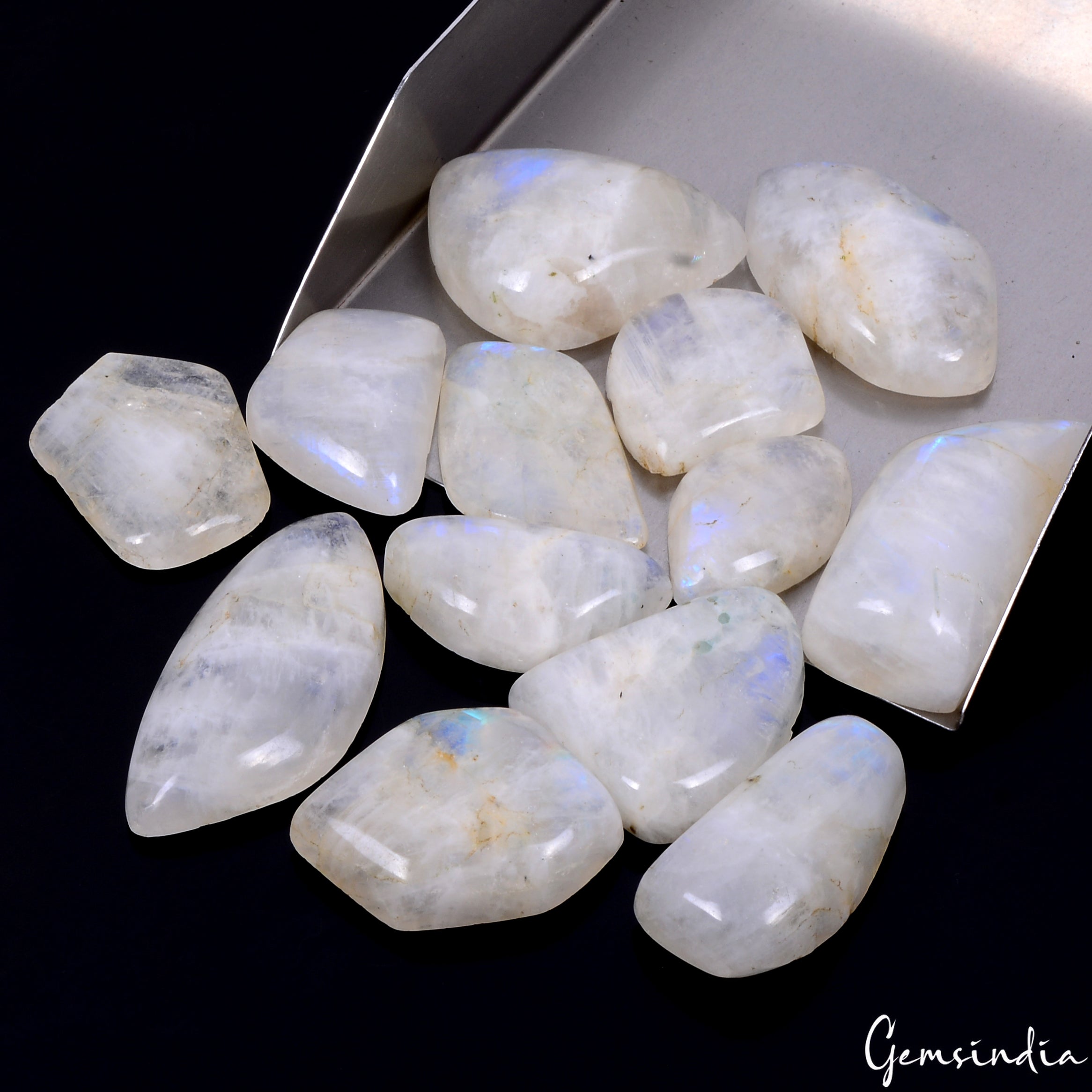 100% Natural Blue Shine MOONSTONE Fancy Cabochon 650 Ct Loose Gemstones 13 PCs