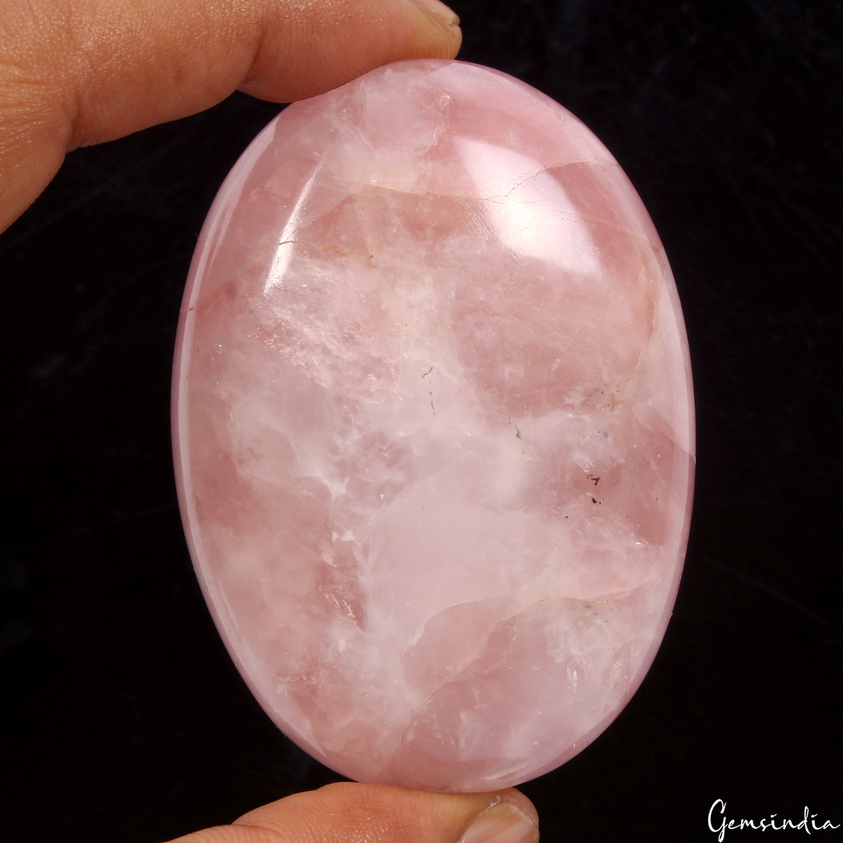 670 Ct Natural Rose Quartz Crystal Polished Palm Stone Decor Reiki Healing Gem