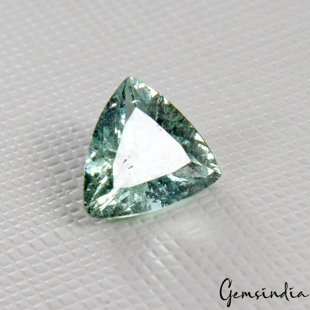 Certified 2.10Ct Trillion Cut Natural Green Aquamarine ~Unheated Brazil Gemstone