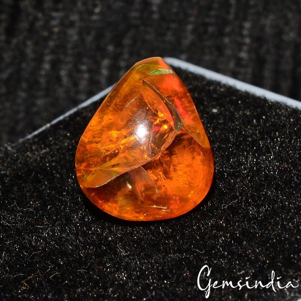 Certified 4.90 Ct Natural Untreated Ethiopian Orange Fire Opal Pear Gem For Ring