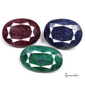 1820 Ct Natural Ruby, Sapphire & Emerald Oval Cut Loose Huge Gemstones 3 Pcs Lot