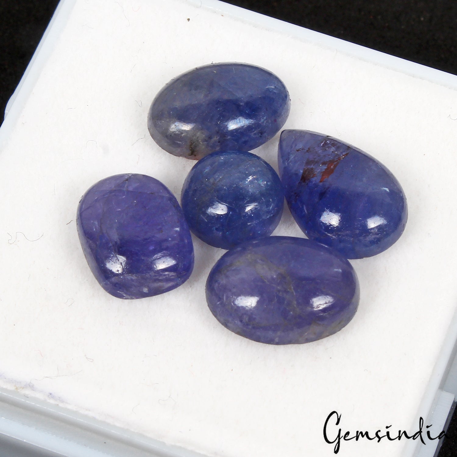 18.10 Ct Natural Tanzanite Mix Cabochon Loose Untreated 7-13mm Gemstones~ 5 Pcs