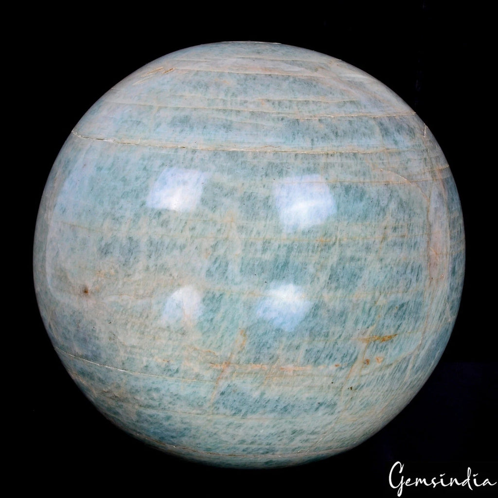 5.5 Inch Blue Amazonite Sphere Sparkling Natural Mineral Crystal Healing Ball
