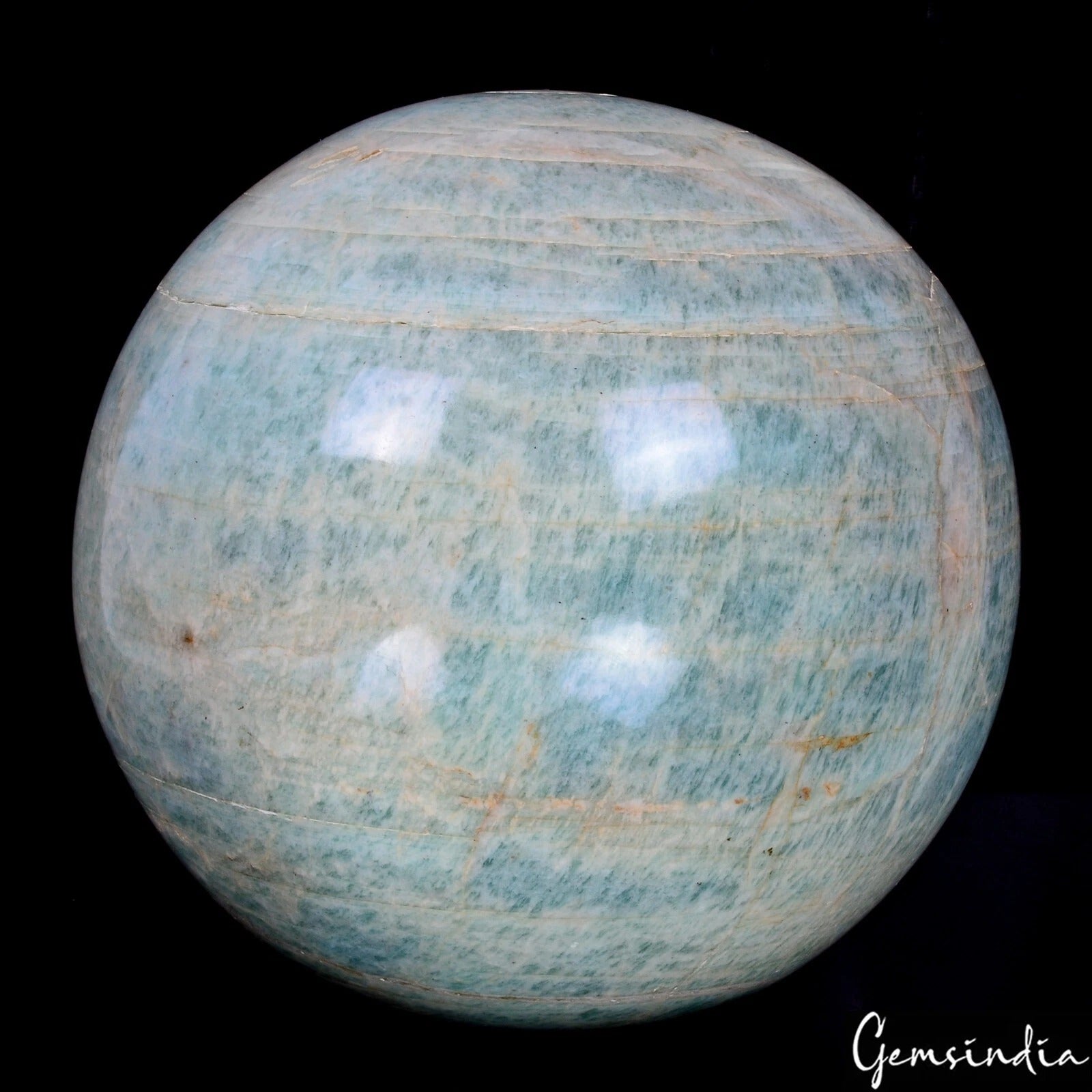 5.5 Inch Blue Amazonite Sphere Sparkling Natural Mineral Crystal Healing Ball
