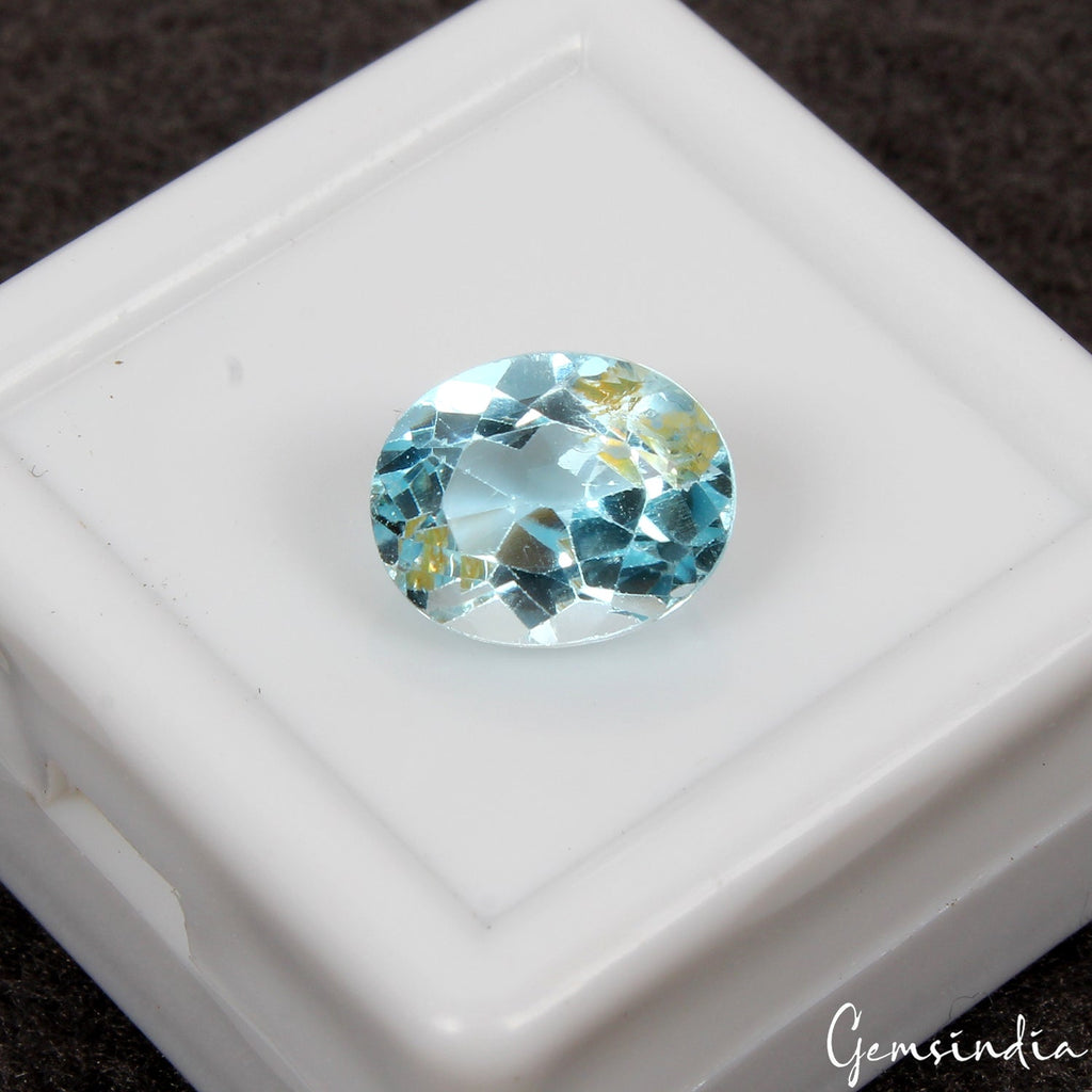 3.80 Ct Sky Blue Topaz Oval Genuine Natural Loose Certified Gemstone~ 10x8x6mm