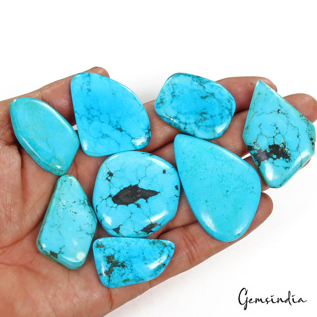 500 Cts/8 Pcs Natural Blue USA Spiderweb Turquoise Fancy Cab Wholesale Gems Lot