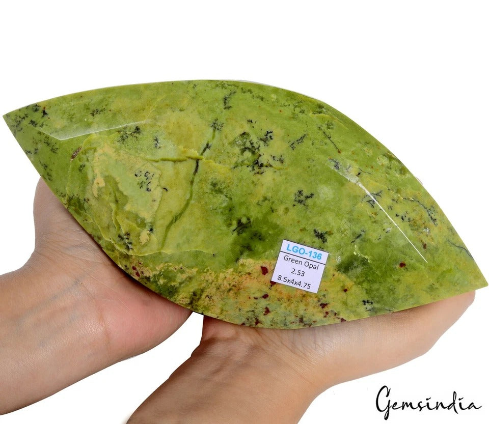 2.53 Kilo Natural Untreated Green Opal Marquise Cut Museum Size Huge Loose Gem