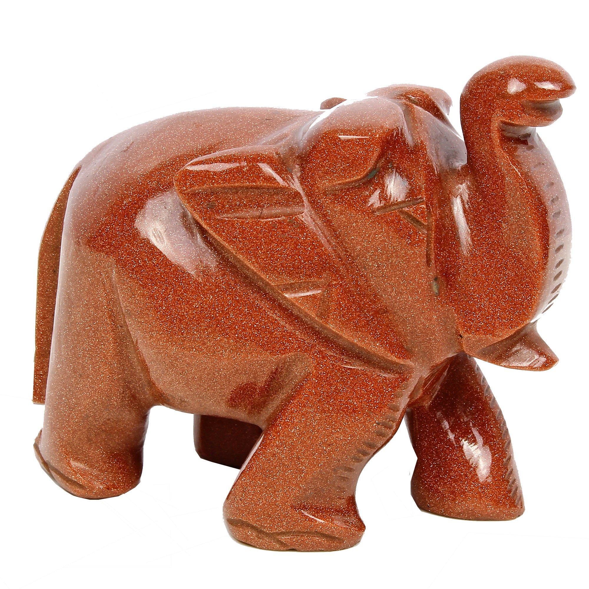 860Ct Natural Glittering Sunstone Elephant Hand Crafted Sculpture/Home Decor Art