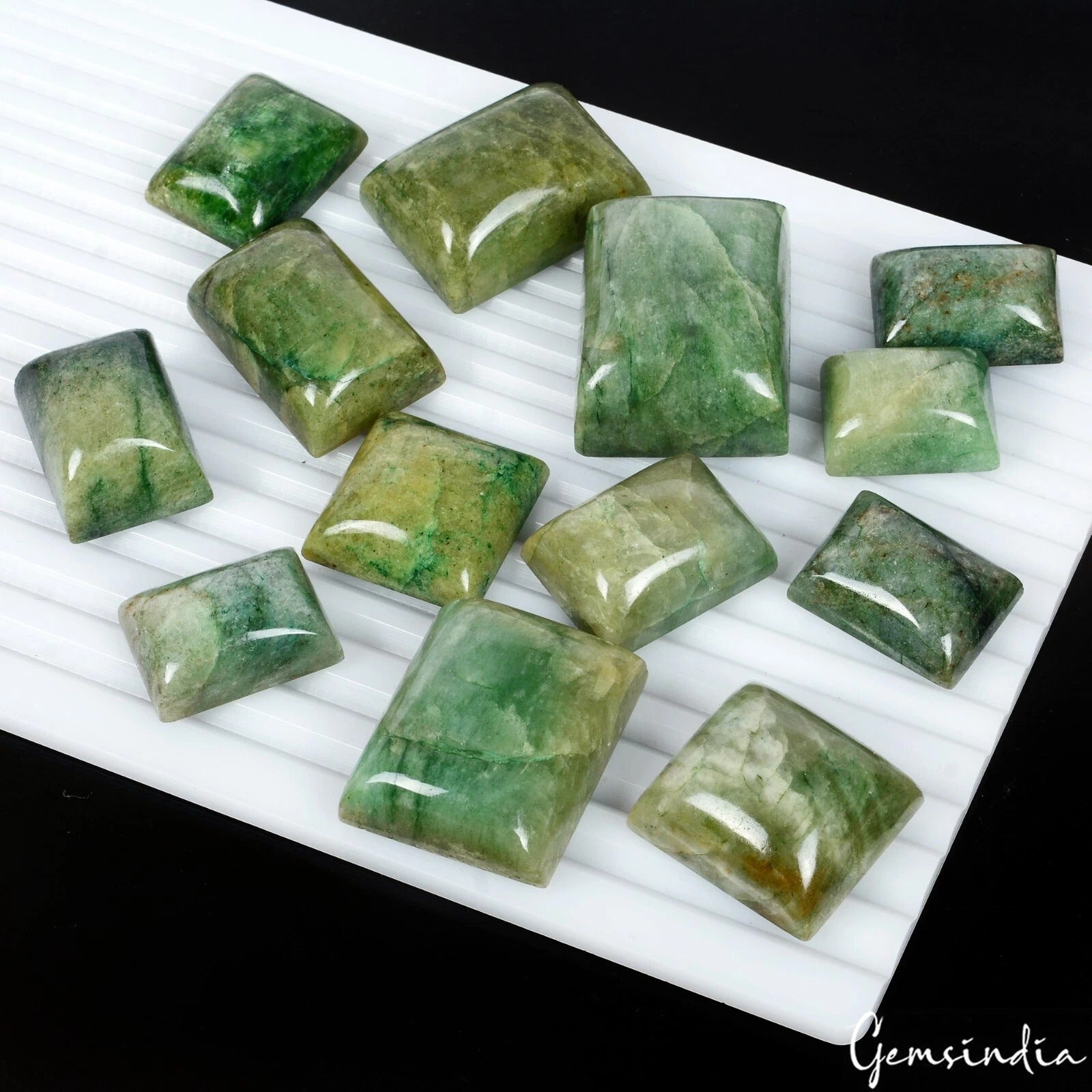 1220 Ct/13 Pcs Natural Brazilian Green Emerald Baguette Cab Loose Wholesale Gems