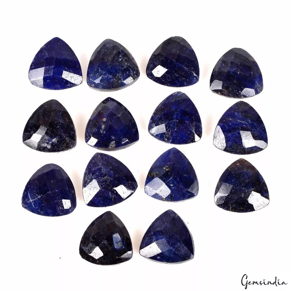 Certified 88.80 Cts/14 Pcs Natural Blue Sapphire Trillion Checker Cut Gems Lot