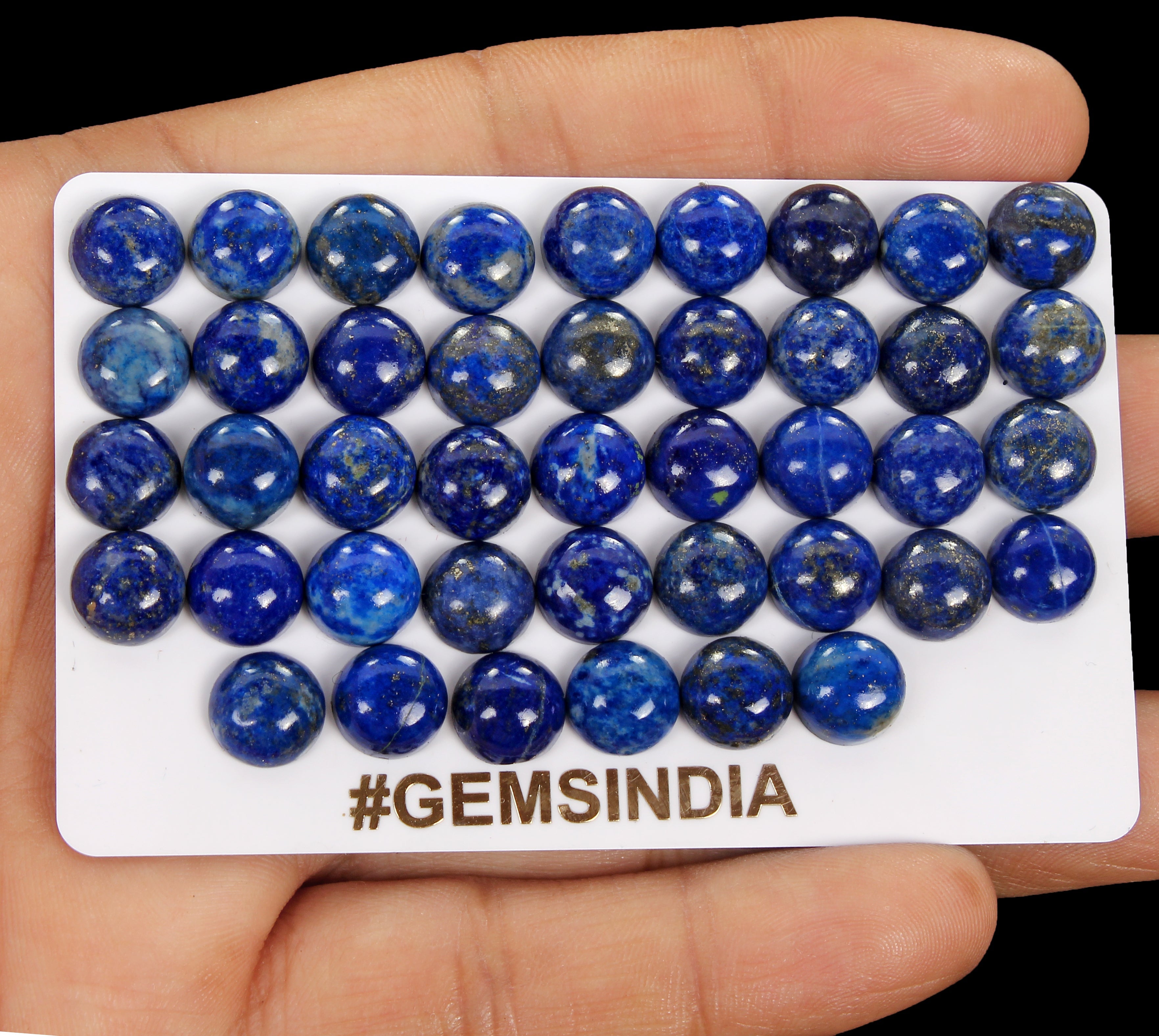 42 Pcs Natural Blue Lapis Lazuli 9mm Round Loose Cabochon Gemstones Lot 142.10Ct
