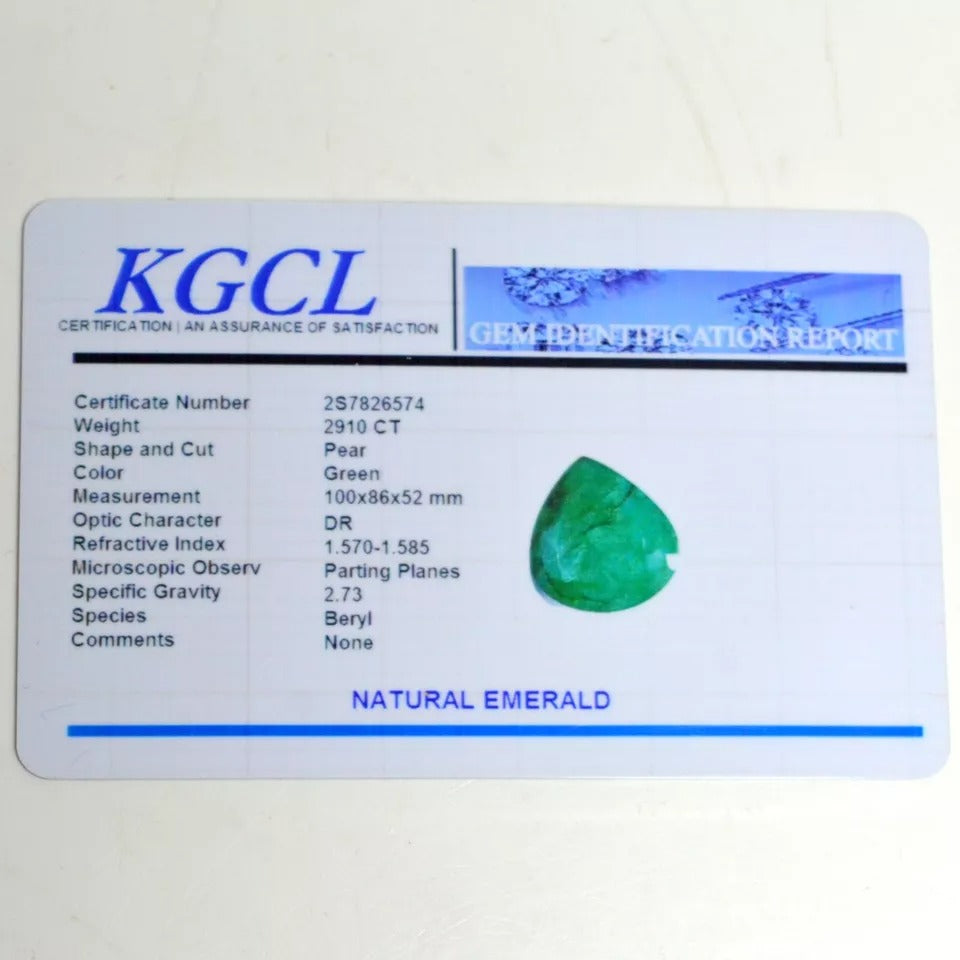 Emerald Loose Gemstone, Pear Faceted, Color Enhanced — 100 x 86 x 52mm, 2910 Ct, Brazil