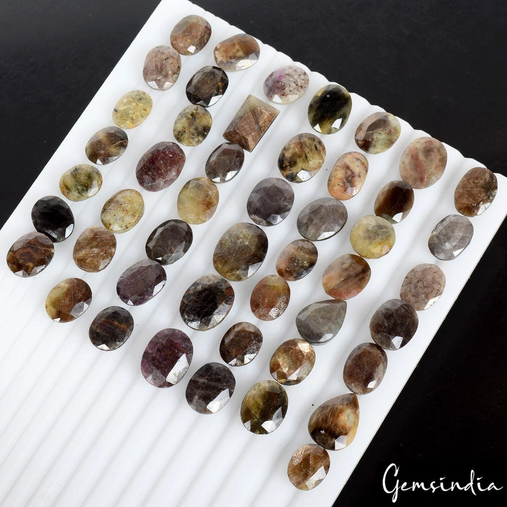 48 Pcs Natural Brown Sapphire Mix Cut Loose Untreated 13-18mm Gemstones~ 580 Ct