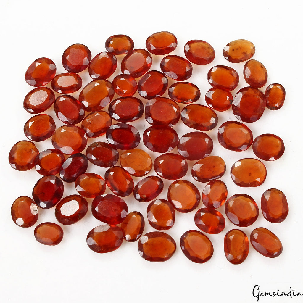 Natural Hessonite Garnet Oval Cut Loose Gemstone Lot 60 Pcs 7-9mm 81.10 Cts