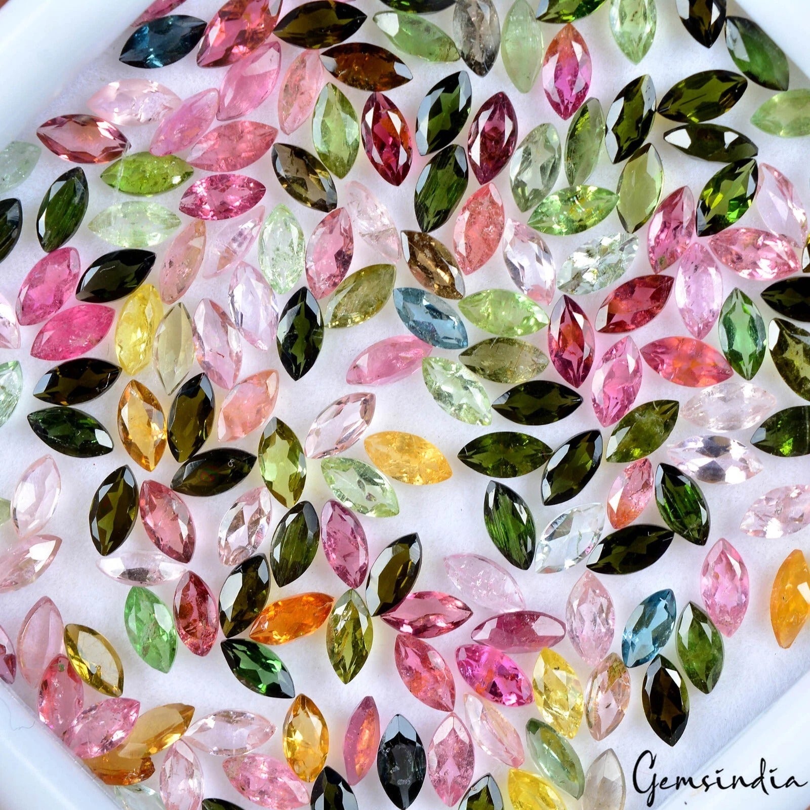 28.50 Ct/200 Pcs Natural Multi Color Tourmaline Marquise Calibrated 5x2.5mm Gems