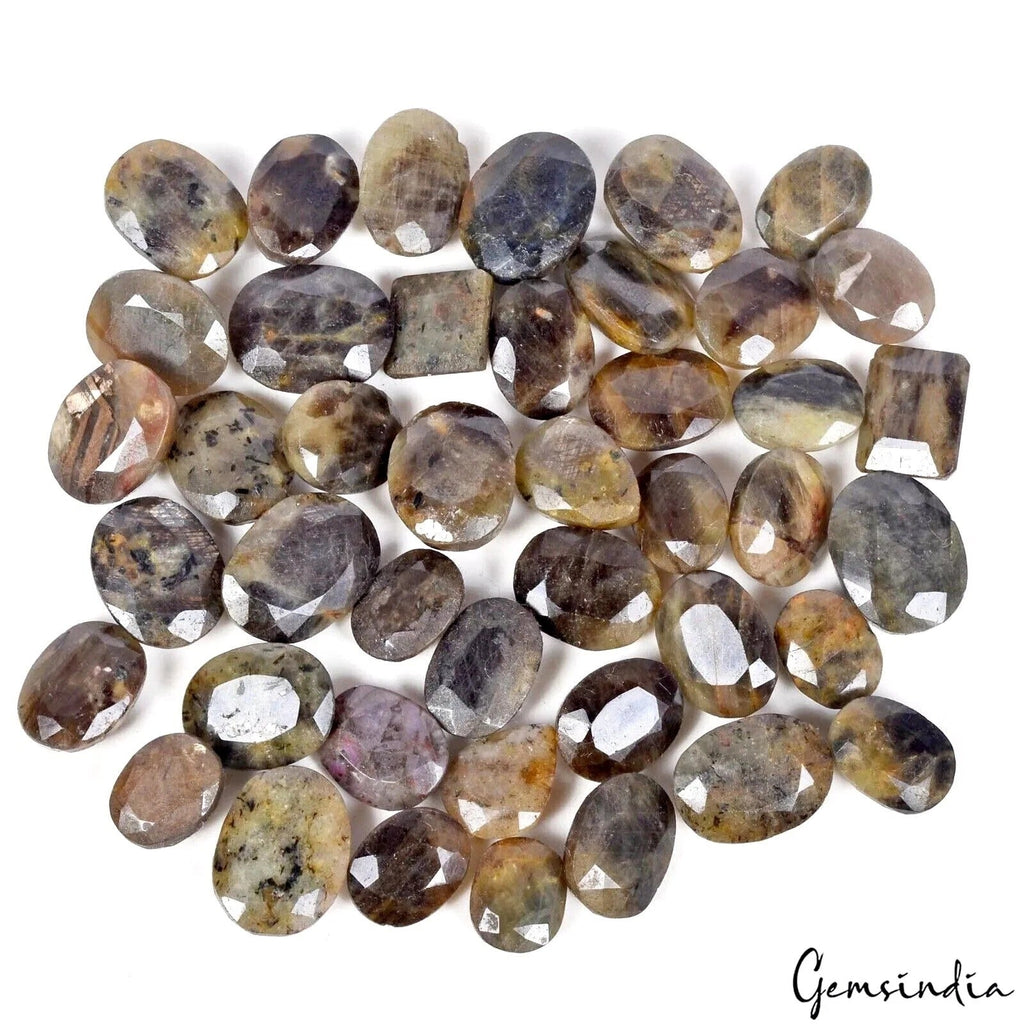 460 Cts/43 Pcs Natural Untreated Brown Black Sapphire Mixed Cut Gems For Jewelry