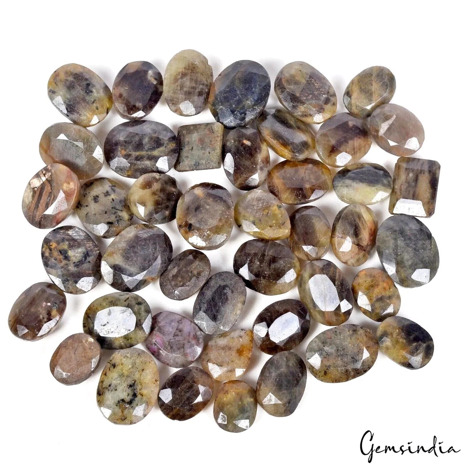 460 Cts/43 Pcs Natural Untreated Brown Black Sapphire Mixed Cut Gems For Jewelry