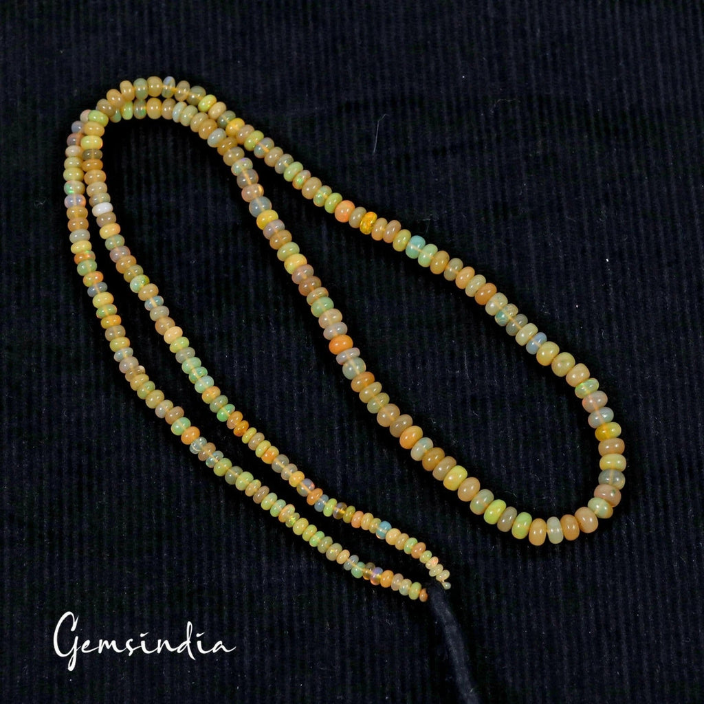 48.70Ct Natural Untreated Ethiopian Multi Shine Opal Round DrIll Bead Strand 20"