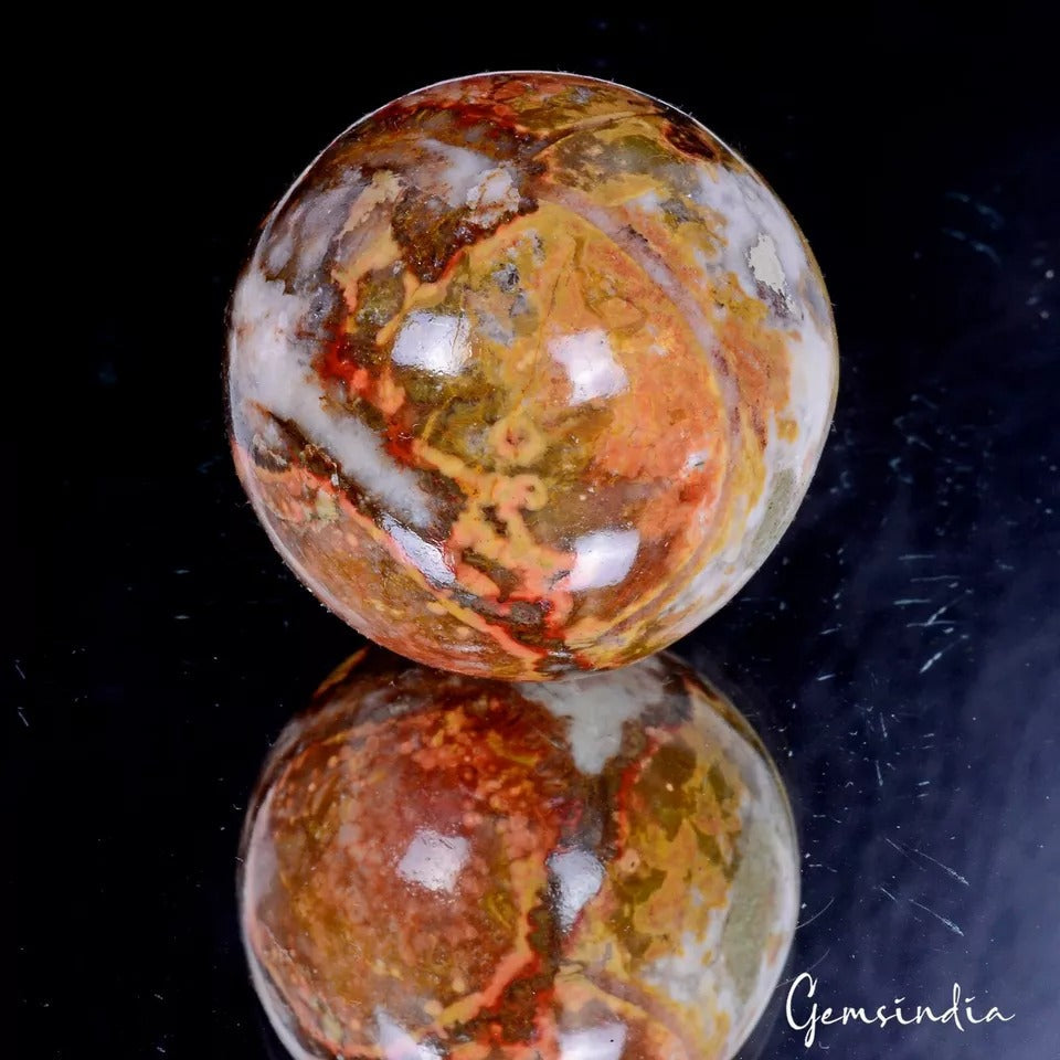 660 Cts Natural Untreated Ocean Jasper Healing Huge Gem Sphere Ball With Stand